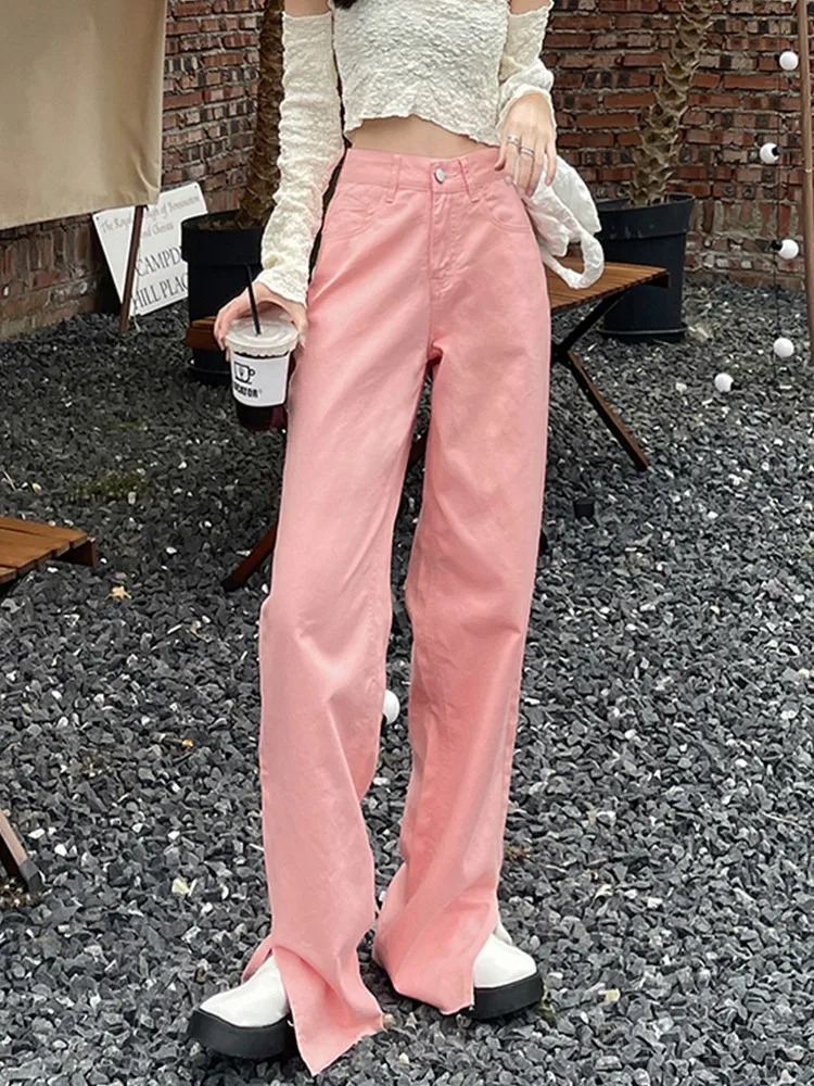 GUUZYUVIZ High Waist Denim Trousers Women Summer Casual Loose Split Wide Leg Jeans Women Pink Streetwear Baggy Pantalon Mujer
GUUZYUVIZ High Waist Denim Trousers Women Summer Casual Loose Split Wide Leg Jeans Women Pink Streetwear Baggy Pantalon Mujer