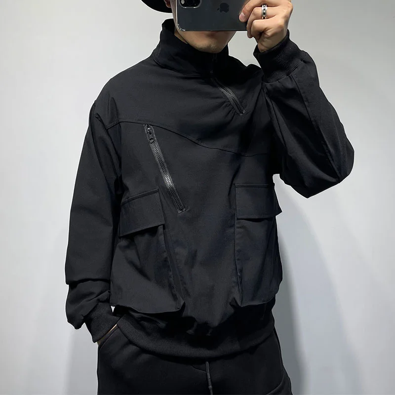 Men's Stand Collar Work Clothes Sweater Autumn Winter Fashion Zipper Splicing Loose American Leisure Pullover Jacket
Men's Stand Collar Work Clothes Sweater Autumn Winter Fashion Zipper Splicing Loose American Leisure Pullover Jacket