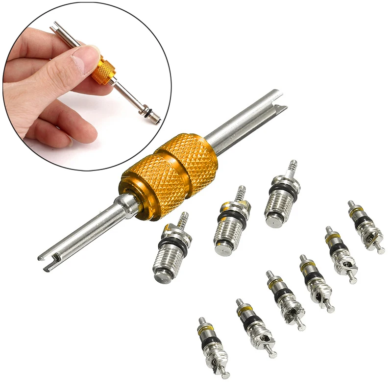 9X R134a Car Air Conditioning Valve Core Kit &1* Remover Tool Accessories For A/C System Automotive A/C Valve Core Repair Tool
9X R134a Car Air Conditioning Valve Core Kit &1* Remover Tool Accessories For A/C System Automotive A/C Valve Core Repair Tool