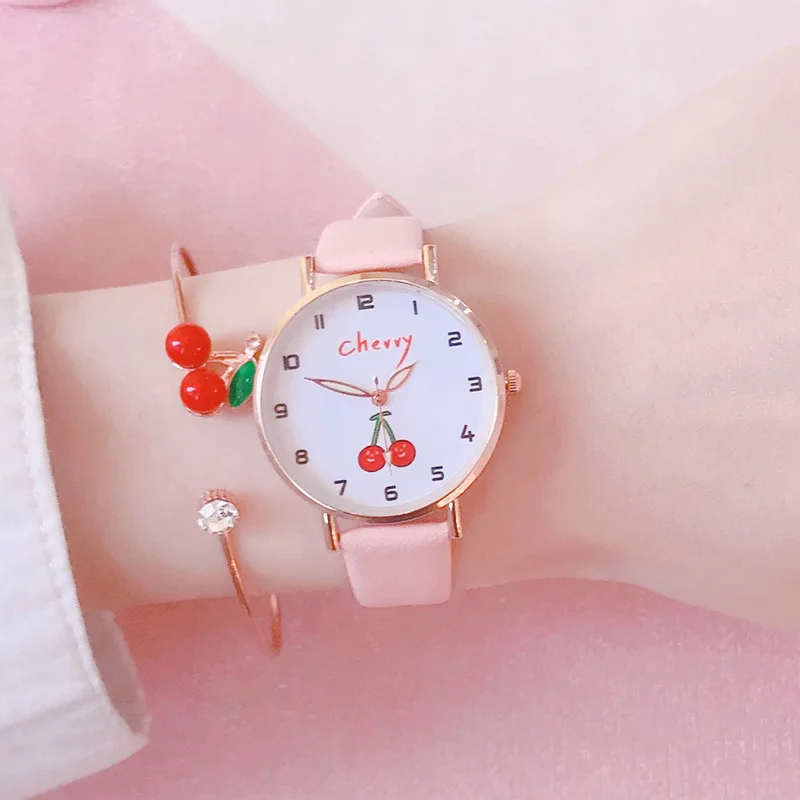 Fashion Round Quartz Cherry Pattern Dial Casual Wrist Watches Leather Strap Fashionable Clock for Waterproof Wristwatch for Girl
Fashion Round Quartz Cherry Pattern Dial Casual Wrist Watches Leather Strap Fashionable Clock for Waterproof Wristwatch for Girl