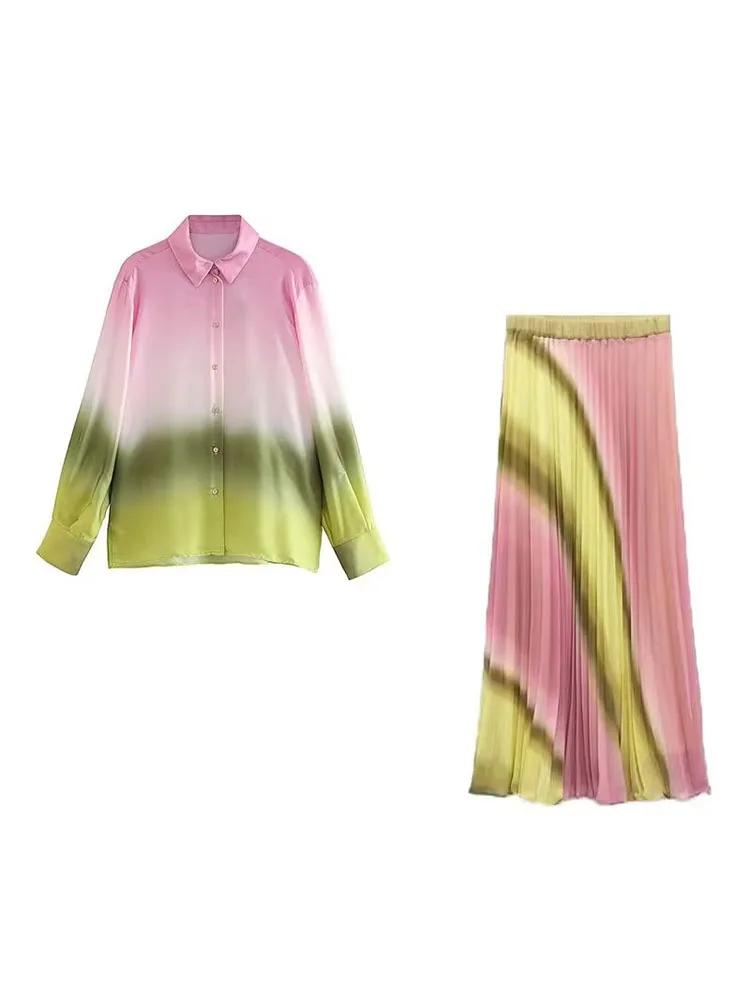 Kumsvag 2023 Women Summer Satin 2-Pieces Sets Fashion Tie-dye Skirts and Shirts Tops Female Elegant Street Two Suits Clothing
Kumsvag 2023 Women Summer Satin 2-Pieces Sets Fashion Tie-dye Skirts and Shirts Tops Female Elegant Street Two Suits Clothing