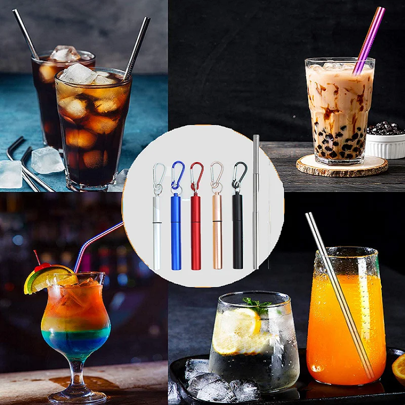 Reusable Stainless Steel Straws with Aluminum Keychain Case Cleaning Brush Collapsible Telescopic Portable Drinking Straws
Reusable Stainless Steel Straws with Aluminum Keychain Case Cleaning Brush Collapsible Telescopic Portable Drinking Straws