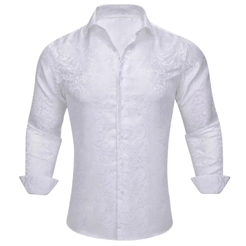 High Qualtiy Men's Shirts Silk White Paisley Long Sleeve Slim Fit Male Blouses Lapel Single Breasted Casual Tops Barry Wang
High Qualtiy Men's Shirts Silk White Paisley Long Sleeve Slim Fit Male Blouses Lapel Single Breasted Casual Tops Barry Wang
