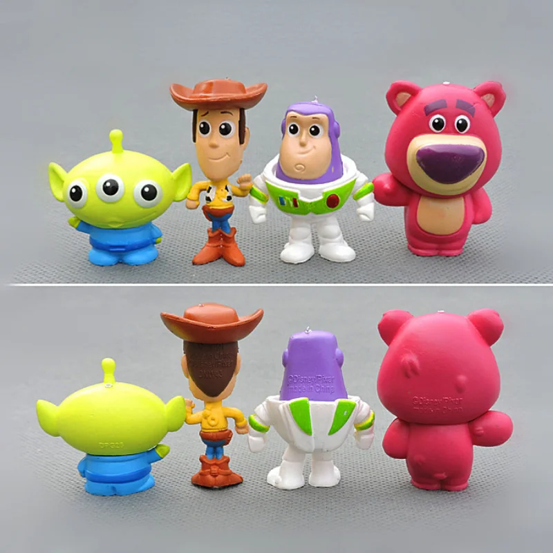 

BANDAI Toy Story Woody Buzz Lightyear Three Eyed Strawberry Bear Action Toy Figures Mini Q Version PVC about 3cm To 4cm Boy Girl
