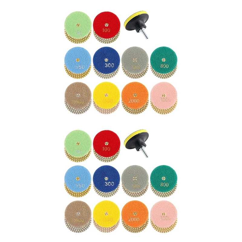 22Pcs 3Inch Wet Diamond Polishing Pads Set 50 To 3000 Grit Hook And Loop Backing Sanding For Granite Concrete Marble
22Pcs 3Inch Wet Diamond Polishing Pads Set 50 To 3000 Grit Hook And Loop Backing Sanding For Granite Concrete Marble