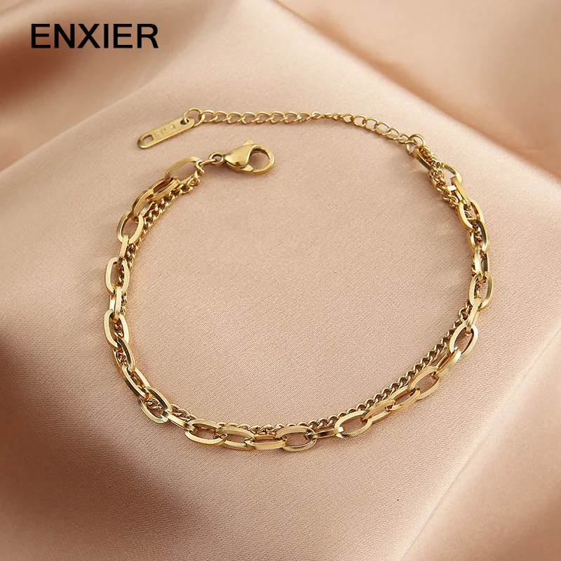 ENXIER Double Layer Bracelet For Women Men 316L Stainless Steel Gold Color Irregular Punk Couple Gift Jewelry
ENXIER Double Layer Bracelet For Women Men 316L Stainless Steel Gold Color Irregular Punk Couple Gift Jewelry