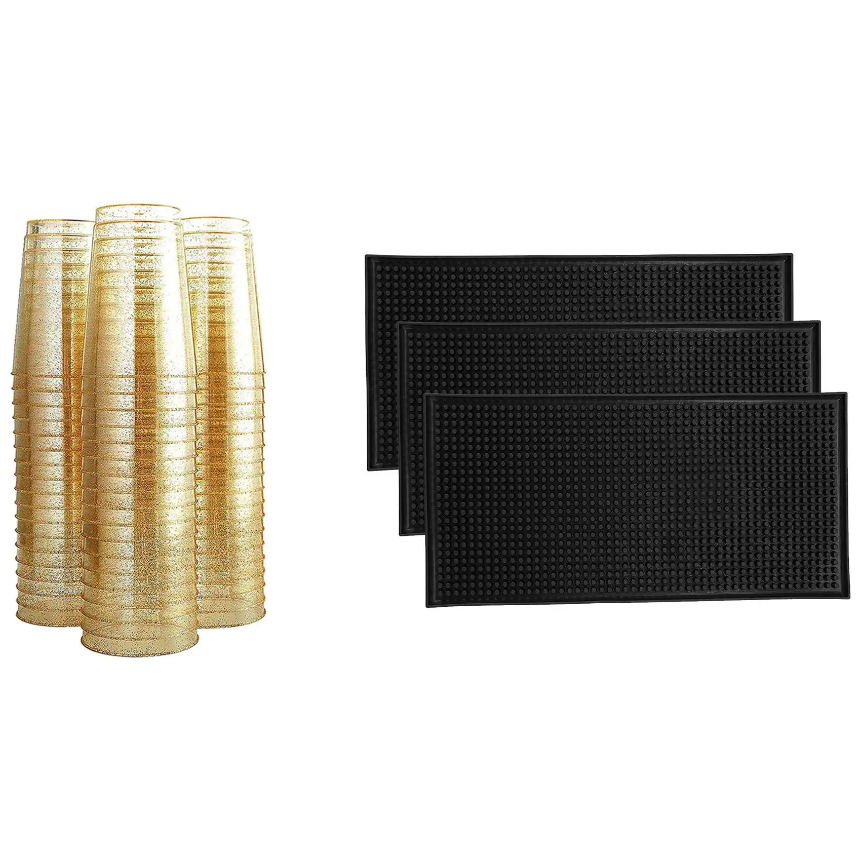 50Pcs 10OZ Disposable Gold Glitter Plastic Cups & 3 Pcs Bar Mat Spill Mat Glass Drying Mat Cocktail Mixing Service Mat
50Pcs 10OZ Disposable Gold Glitter Plastic Cups & 3 Pcs Bar Mat Spill Mat Glass Drying Mat Cocktail Mixing Service Mat