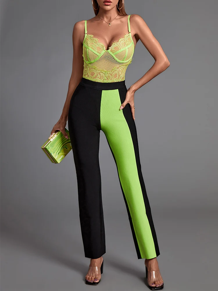 Two Piece Set Bodysuit and Pants 2022 New Women's Green 2 Pece Set Elegant Sexy Lace Evening Club Party Set Summer Outfiits
Two Piece Set Bodysuit and Pants 2022 New Women's Green 2 Pece Set Elegant Sexy Lace Evening Club Party Set Summer Outfiits