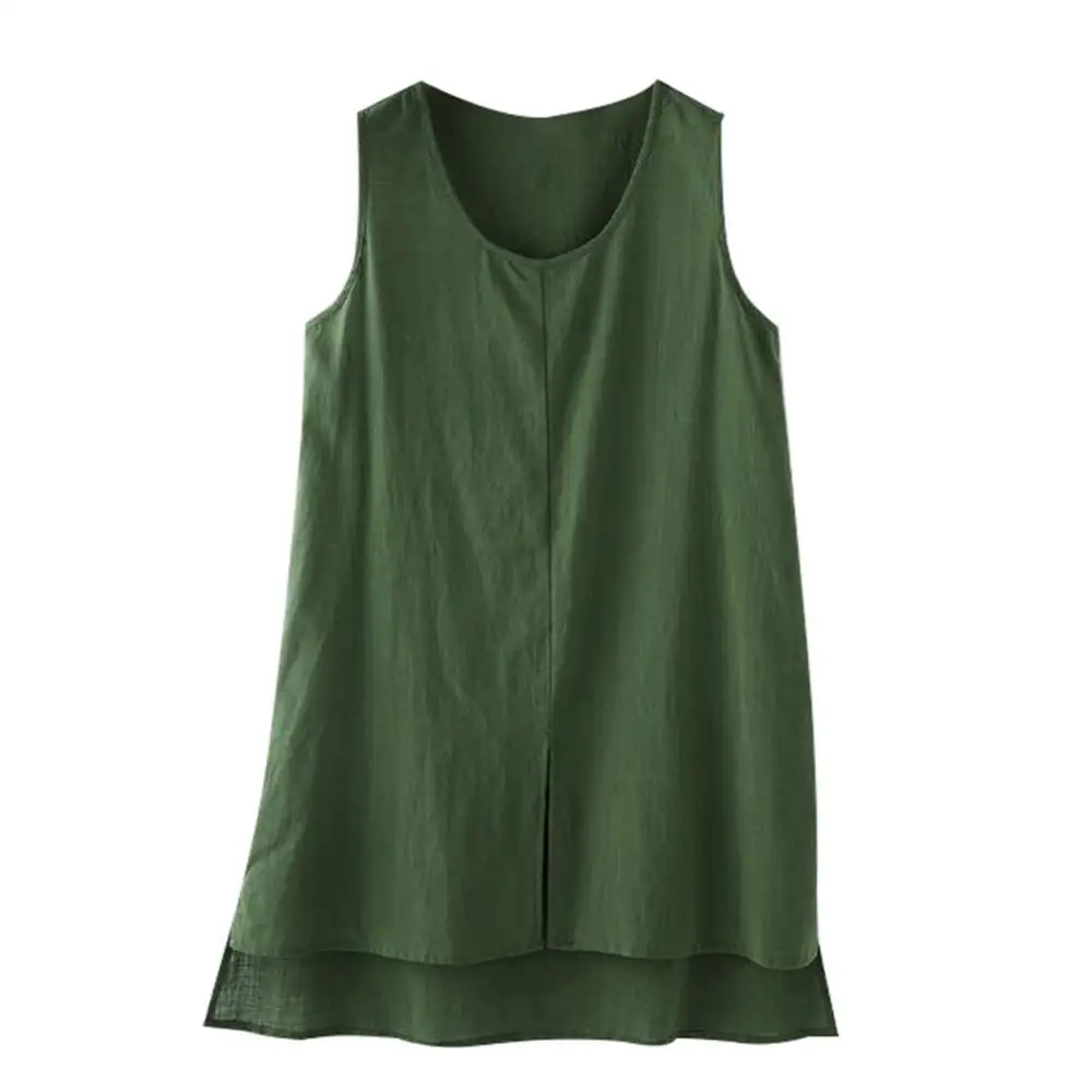 Tank Top Women Vest Blouse Sleeveless Casual O Neck Slitting Hem Cotton Linen Blouse
Tank Top Women Vest Blouse Sleeveless Casual O Neck Slitting Hem Cotton Linen Blouse
