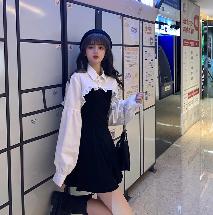 2 Piece Dress Set Lantern Sleeve Short Loose Shirts Elegant Sleevless Punk Style Gothic Mini Dresses Suits 2023 Japanese Outfits
2 Piece Dress Set Lantern Sleeve Short Loose Shirts Elegant Sleevless Punk Style Gothic Mini Dresses Suits 2023 Japanese Outfits