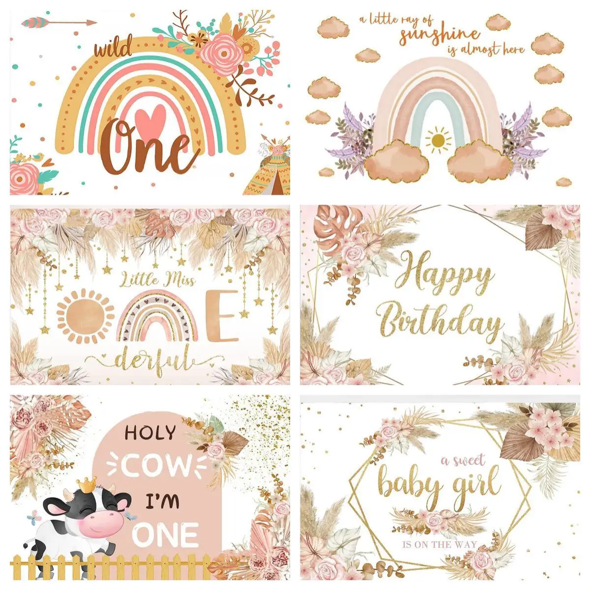 Boho Rainbow Theme One Baby Birthday Baby Shower Backdrop Girl 1st Birthday Party Decor Background Newborn Photography Props
Boho Rainbow Theme One Baby Birthday Baby Shower Backdrop Girl 1st Birthday Party Decor Background Newborn Photography Props