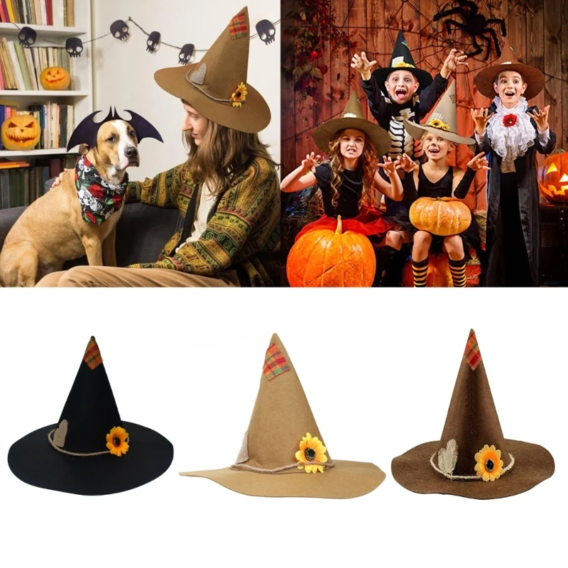 

Scarecrow Hat Witch Hat Wizard Hat Magican Hat Halloween Props New Year Thick Masquerade Hat Scarecrow Costume