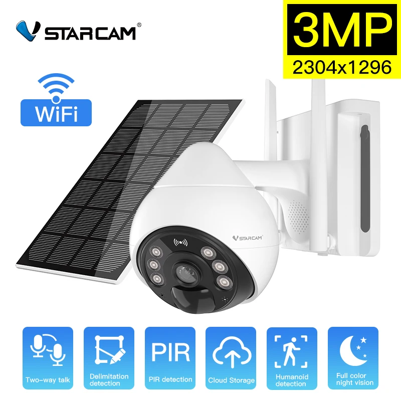 3MP Outdoor Solar IP Camera Smart Solar Panel Recharge Battery HD Surveillance 1080P WIFI Night Vision Security PTZ Monitor Cam
3MP Outdoor Solar IP Camera Smart Solar Panel Recharge Battery HD Surveillance 1080P WIFI Night Vision Security PTZ Monitor Cam