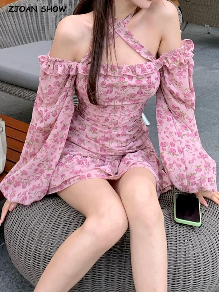 2022 Romantic Vintage Tie Bow Halter Collar Floral Print Chiffon Dress Women Sexy Ruched Ruffle Hem Package Hips Mini Dresses
2022 Romantic Vintage Tie Bow Halter Collar Floral Print Chiffon Dress Women Sexy Ruched Ruffle Hem Package Hips Mini Dresses