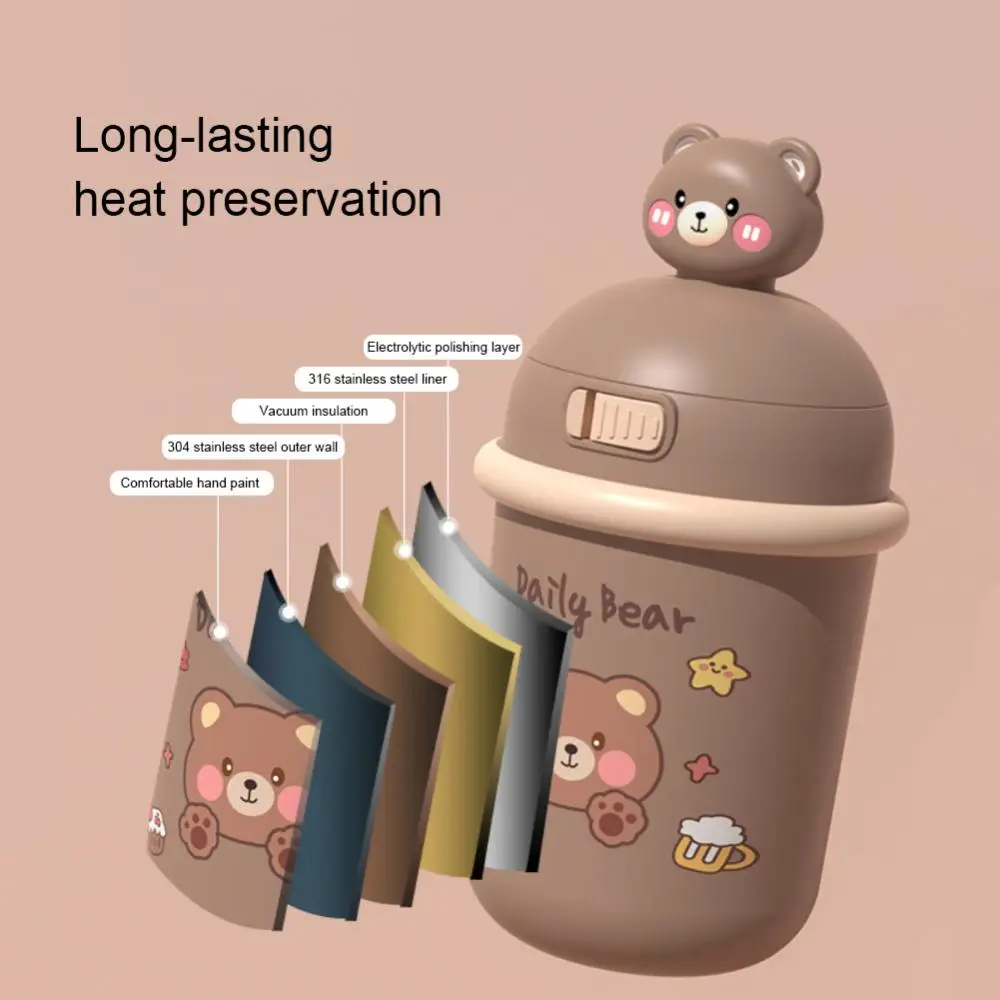 

350ml Cute Children's Water Bottle Portable Girls Super Thermos Cup Stainless Steel Bear Cup Take-away