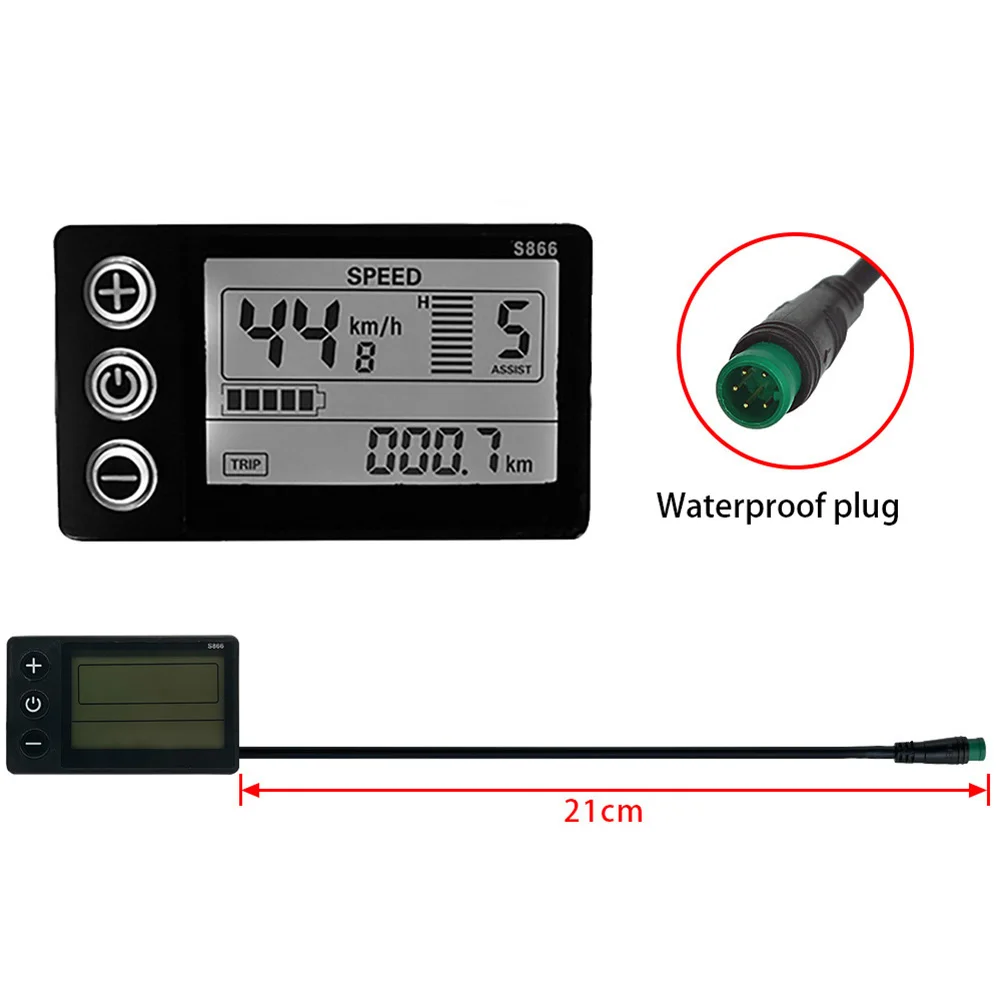 Electric Bike S866 24/36/48V Waterproof Plug Smart LCD-S866 Display For E-Bike Scooter Lithium Battery Modification Accessories
Electric Bike S866 24/36/48V Waterproof Plug Smart LCD-S866 Display For E-Bike Scooter Lithium Battery Modification Accessories