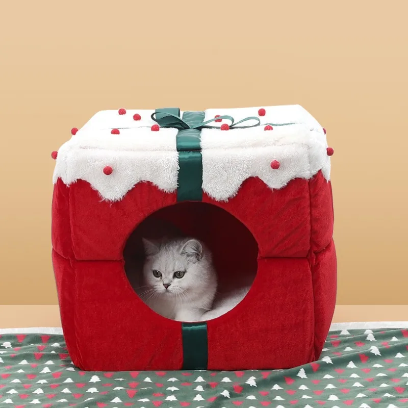 Pet Cat Bed Creative Gift Box Christmas Cat Nest Pet House Cat Dog Puppy Warm Thickening Tents Bed Nest For Small Dogs Cats
Pet Cat Bed Creative Gift Box Christmas Cat Nest Pet House Cat Dog Puppy Warm Thickening Tents Bed Nest For Small Dogs Cats