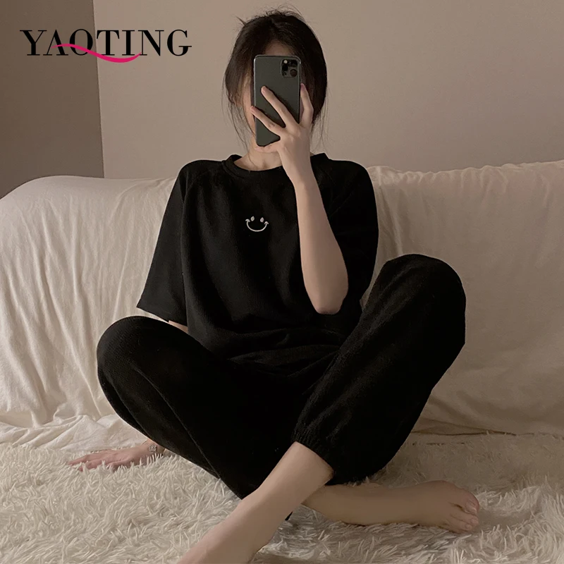 YAOTING Woman Cotton Waffle Pajamas Short Sleeves Women's Trousers Pajamas Set Casual Soft Sleepwear Suit Woman Homewear
YAOTING Woman Cotton Waffle Pajamas Short Sleeves Women's Trousers Pajamas Set Casual Soft Sleepwear Suit Woman Homewear