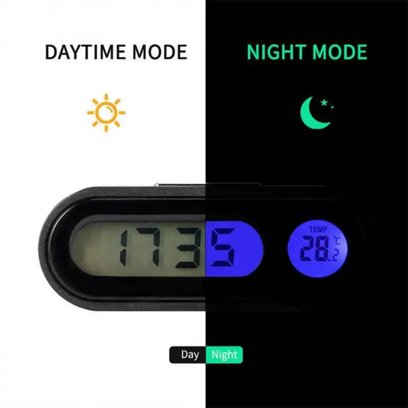 

Durable Electronic Car Clock Time Watch Mini Lcd Backlight Digital Display Portable Auto Clocks Universal Luminous Thermometer