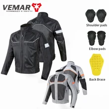 Motorbike Vemar Mens Jacket Breathable Mesh Moto CE Protection Motorcycle Riding Coat Guard Motocross Rider Clothing Black/Gray