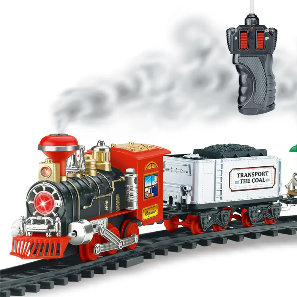 Electric Smoke RC Steam Train Track Simulation Model Remote Control Conveyance Car Rechargeable Set Model Kids Toy
Electric Smoke RC Steam Train Track Simulation Model Remote Control Conveyance Car Rechargeable Set Model Kids Toy