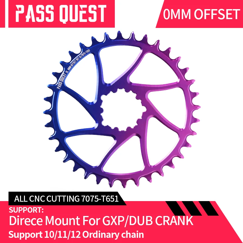 

PASS QUEST GXP 0mm Offset Chainring Crankset Road Bike Narrow Wide Chainwheel 30T-42T MTB Mountain Bicycle Colorful Sprocket
