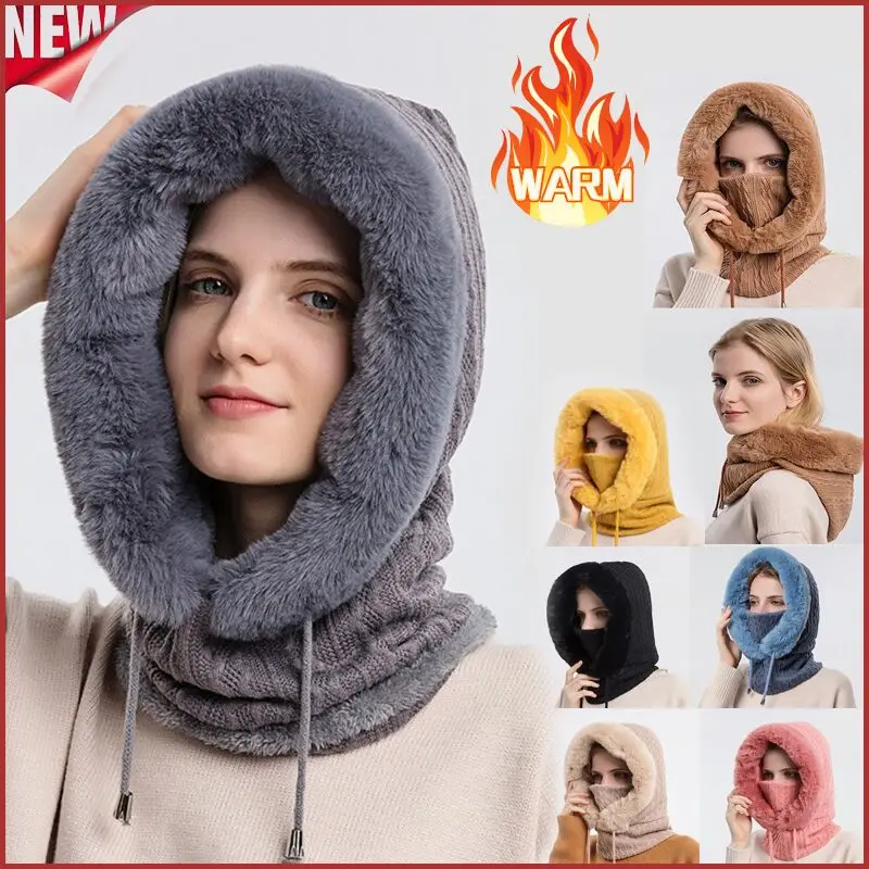 Winter Fur Cap Mask Set Hooded for Women Knitted Cashmere Neck Warm Russia Outdoor Ski Windproof Hat Thick Plush Fluffy Beanies
Winter Fur Cap Mask Set Hooded for Women Knitted Cashmere Neck Warm Russia Outdoor Ski Windproof Hat Thick Plush Fluffy Beanies