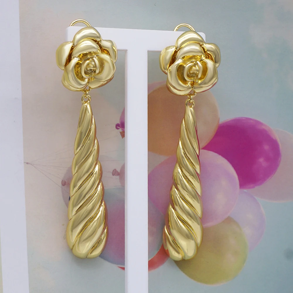 Fashion Jewelry Flower Big Long Drop Dangle Earrings For Women Copper Gold Plated Fine Earings Party Wedding Gift Everyday Wear
Fashion Jewelry Flower Big Long Drop Dangle Earrings For Women Copper Gold Plated Fine Earings Party Wedding Gift Everyday Wear