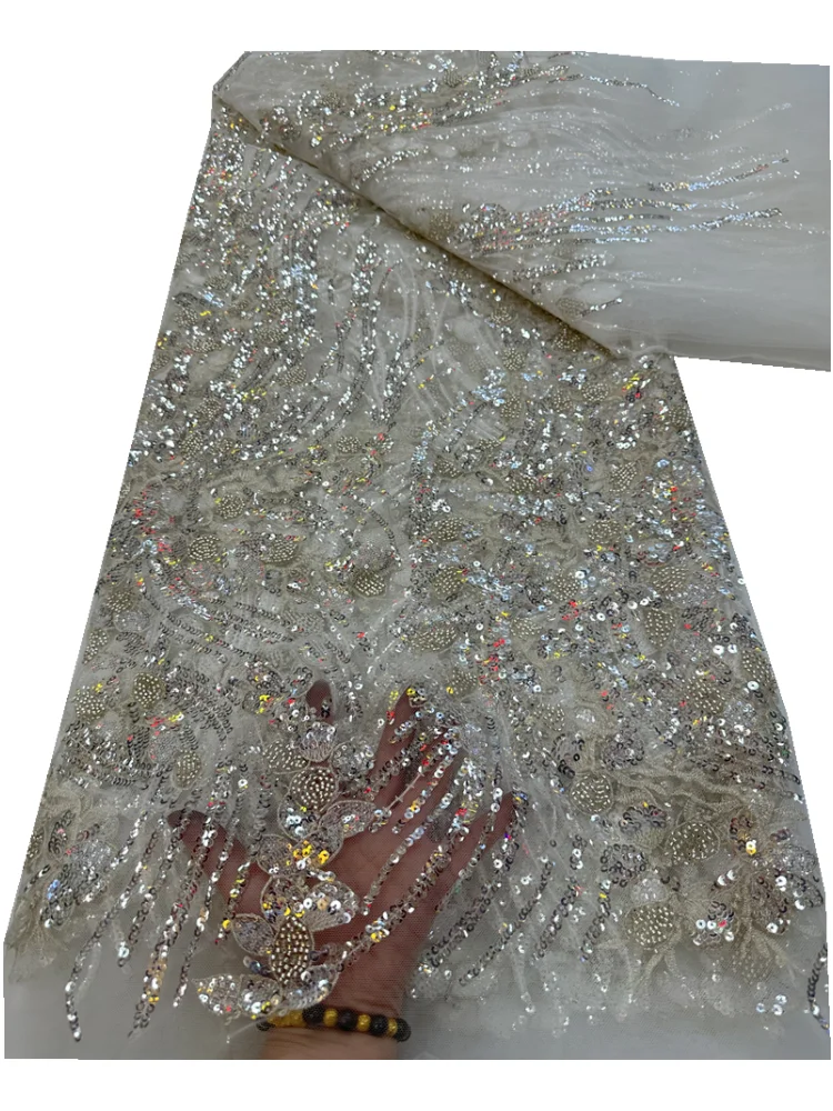 Luxury Handmade Beaded Lace Fabric Embroidery French Lace Wedding Dress Embroidered Sequins Lace Tulle Fabric 
Luxury Handmade Beaded Lace Fabric Embroidery French Lace Wedding Dress Embroidered Sequins Lace Tulle Fabric