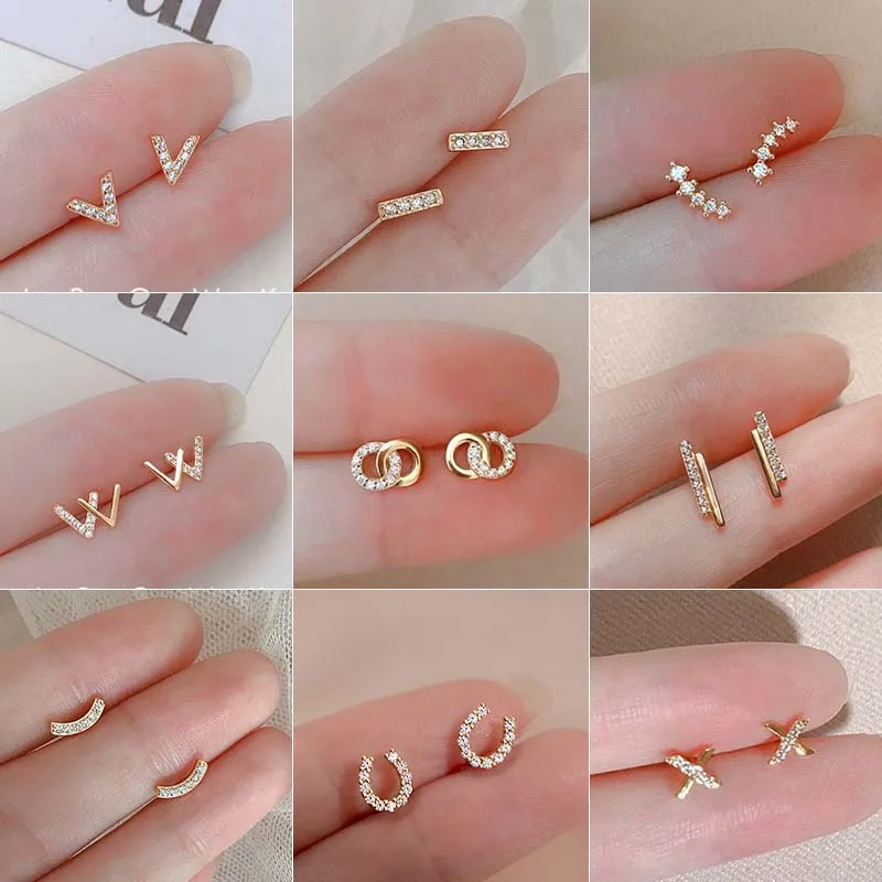 Geometry Gold Silver Color Zircon Stud Earring For Women Simple Cute Small Earrings 2022 New Fashion Korean brincos Jewelry
Geometry Gold Silver Color Zircon Stud Earring For Women Simple Cute Small Earrings 2022 New Fashion Korean brincos Jewelry