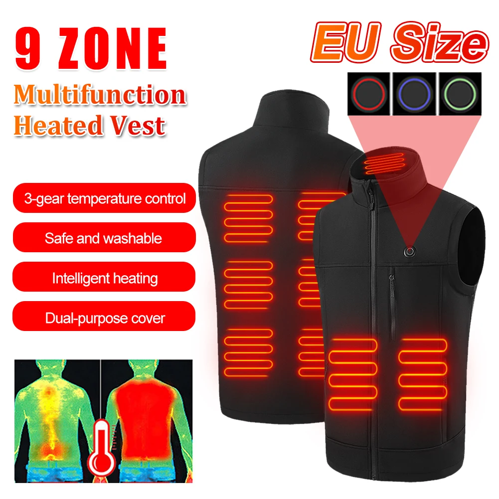 EU Size Winter Warm Vest Outdoor Hiking Camping 9 Areas Heated Vest for Men USB Powered 3 Gear Temperature Control Stand Collar
EU Size Winter Warm Vest Outdoor Hiking Camping 9 Areas Heated Vest for Men USB Powered 3 Gear Temperature Control Stand Collar