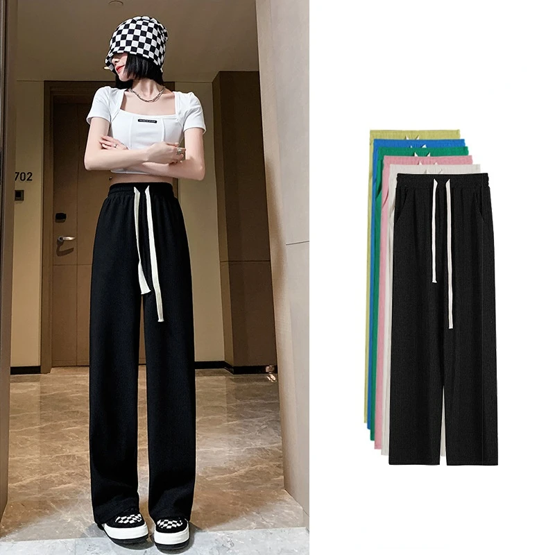 Wide Leg Pant Ice Silk LOOSE Summer Women's Pants Fashion Elastic Waist Office Wear Women Casual Straight High Waisted Trousers
Wide Leg Pant Ice Silk LOOSE Summer Women's Pants Fashion Elastic Waist Office Wear Women Casual Straight High Waisted Trousers