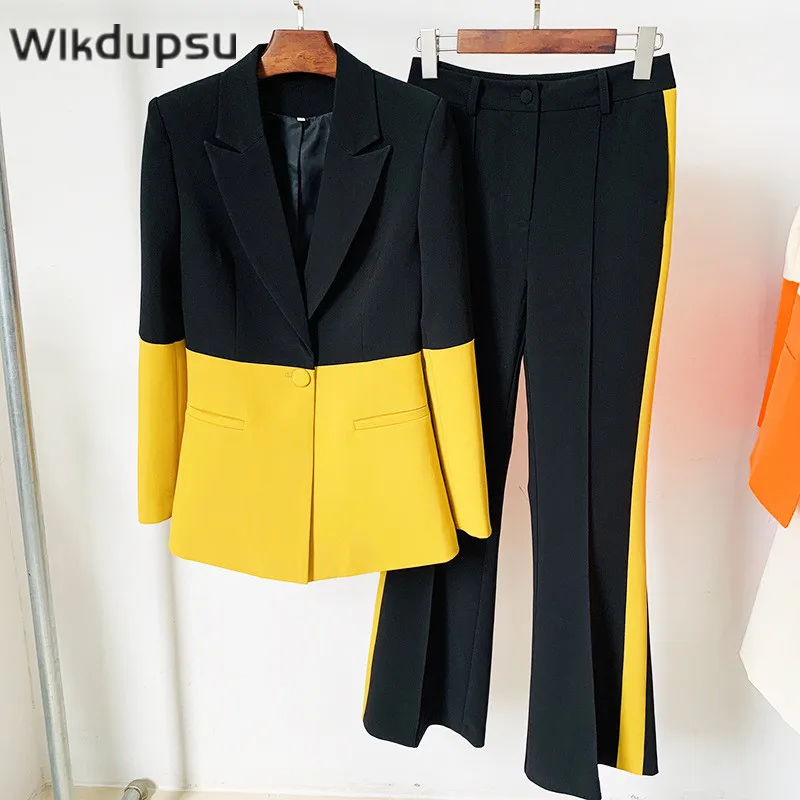 Комплект брюк женский из двух предметов, блейзер с длинным рукавом и расклешенные брюки, Офисная официальная одежда, контрастные цвета
Комплект брюк женский из двух предметов, блейзер с длинным рукавом и расклешенные брюки, Офисная официальная одежда, контрастные цвета