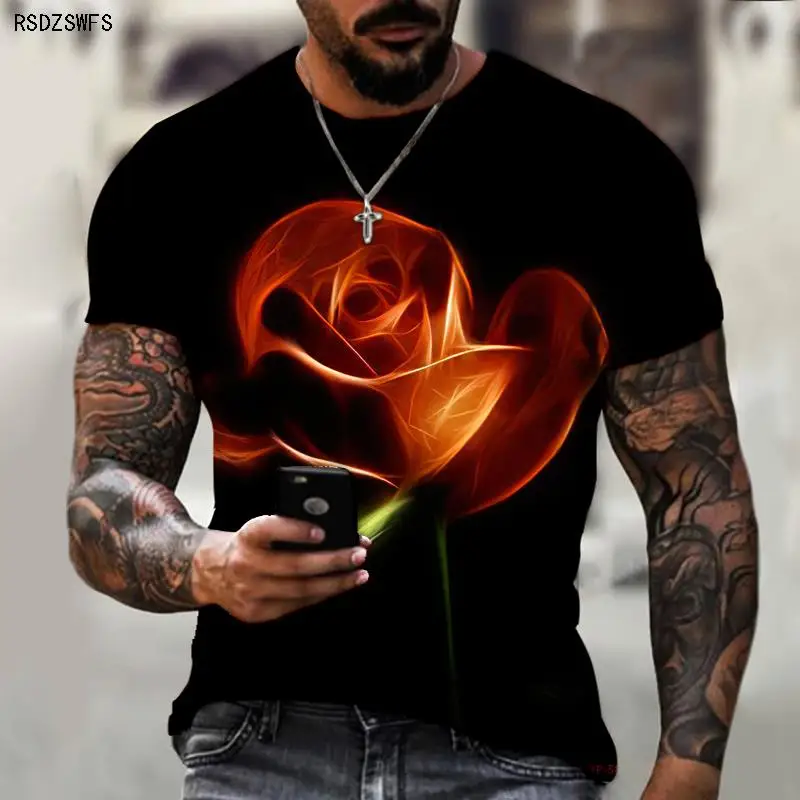 Men's Shirt, Black Rose, Poignant Love, 3D Printing Pattern Round Neck T-shirt, Street Emotional Trend Top, Oversize 5XL 
Men's Shirt, Black Rose, Poignant Love, 3D Printing Pattern Round Neck T-shirt, Street Emotional Trend Top, Oversize 5XL