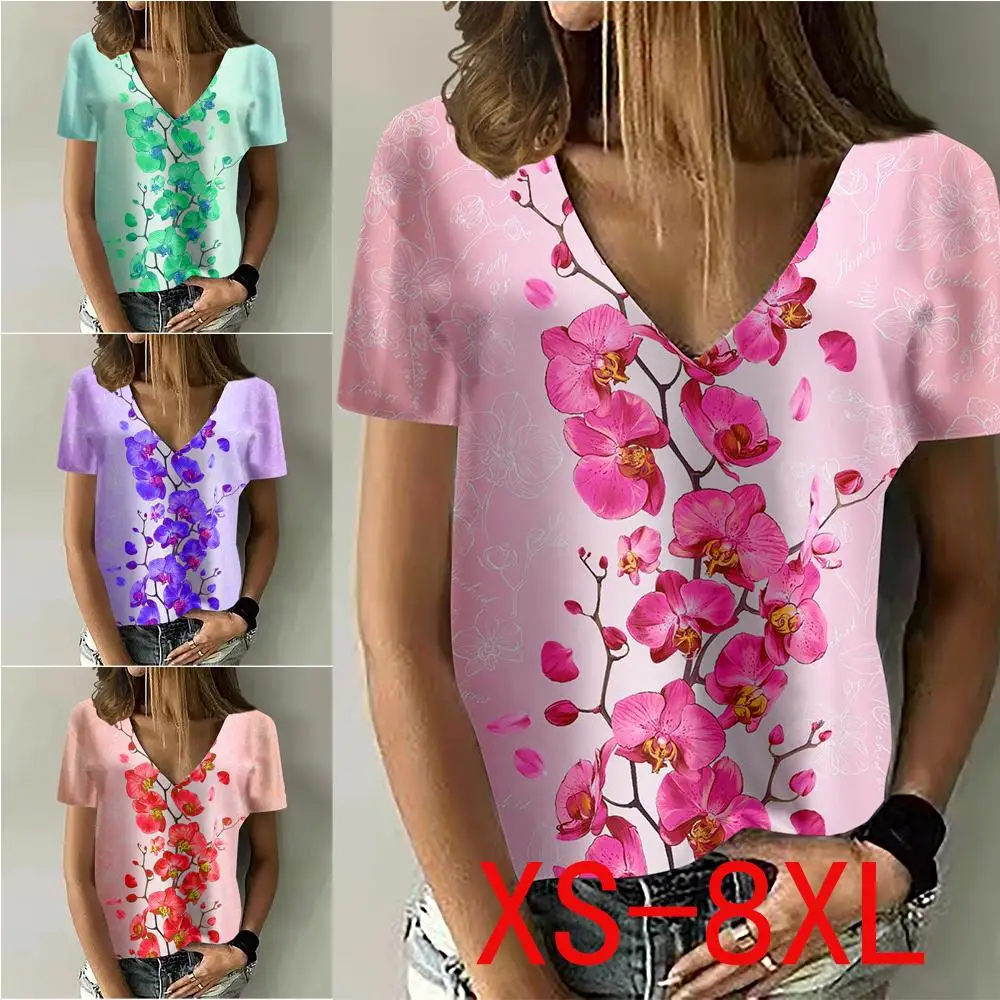 Женская летняя футболка с V-образным вырезом, Женский Топ с коротким рукавом, повседневный Свободный Топ, рубашка с принтом, женская футболк... 
Женская летняя футболка с V-образным вырезом, Женский Топ с коротким рукавом, повседневный Свободный Топ, рубашка с принтом, женская футболк...