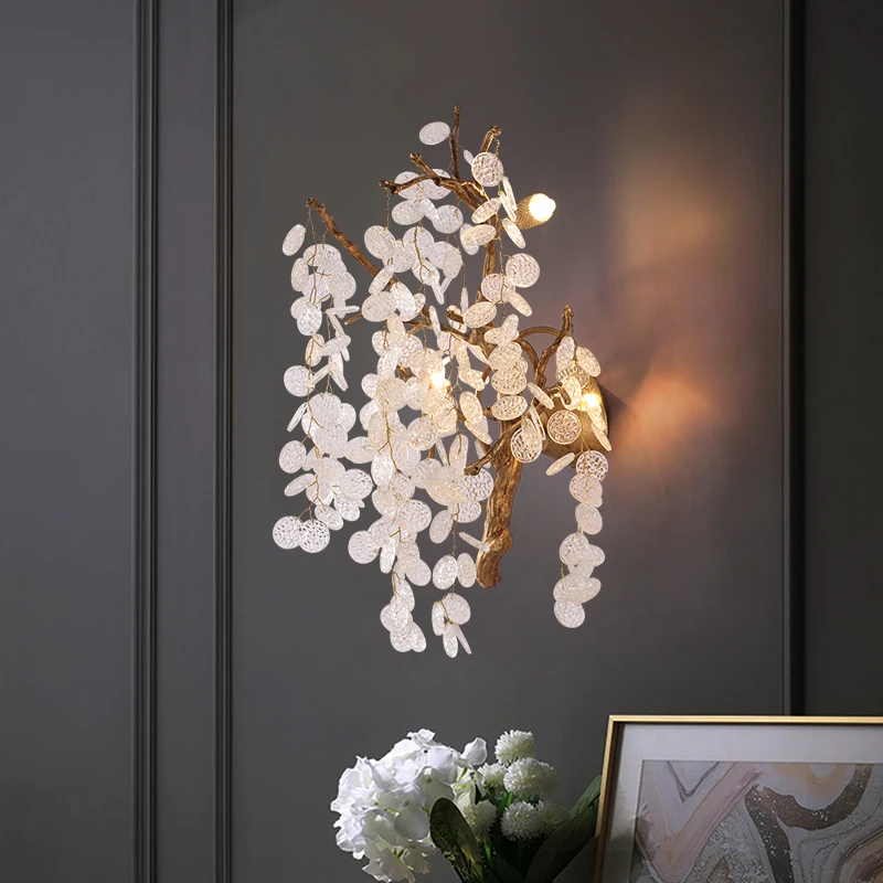 Post-Morden Crystal Wall Light Living Room Light Luxury Simple Bed Room Night Stand Original Unique All Copper Decorative 
Post-Morden Crystal Wall Light Living Room Light Luxury Simple Bed Room Night Stand Original Unique All Copper Decorative