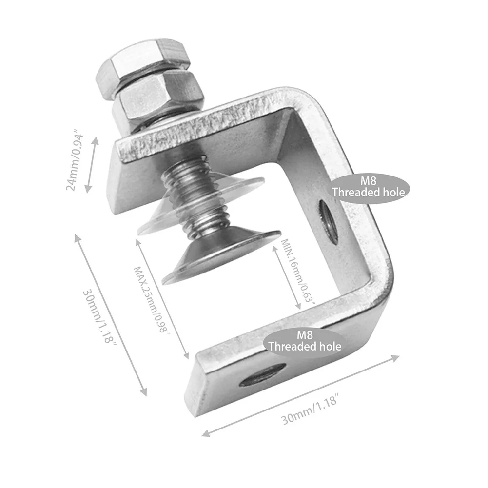 Corrosion-resistant C-clamp Jaw Small Desk Clamp 1/2/4pcs 16-25mm Clamp Range Ractical Design Silver Stainless Steel
Corrosion-resistant C-clamp Jaw Small Desk Clamp 1/2/4pcs 16-25mm Clamp Range Ractical Design Silver Stainless Steel