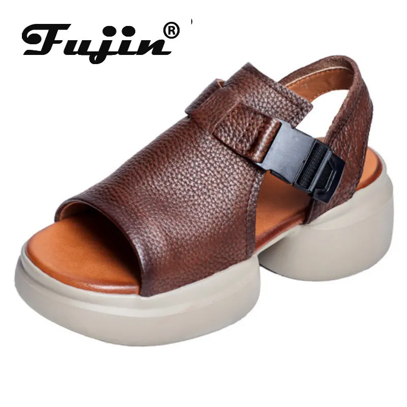 Fujin 5cm Peep Toe Summer Hot Sale Platform Wedge Sandals Shoes Genuine Leather Breathable Women Comfy Ladies Fashion Slippers
Fujin 5cm Peep Toe Summer Hot Sale Platform Wedge Sandals Shoes Genuine Leather Breathable Women Comfy Ladies Fashion Slippers
