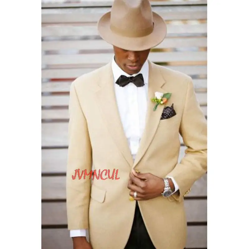 

Champagne Men Suits Slim Fit Custom Made Notch Lapel Men’s Wedding Tuxedo Best Man Blazer Trousers Dinner Party Wear Jacket+Pant