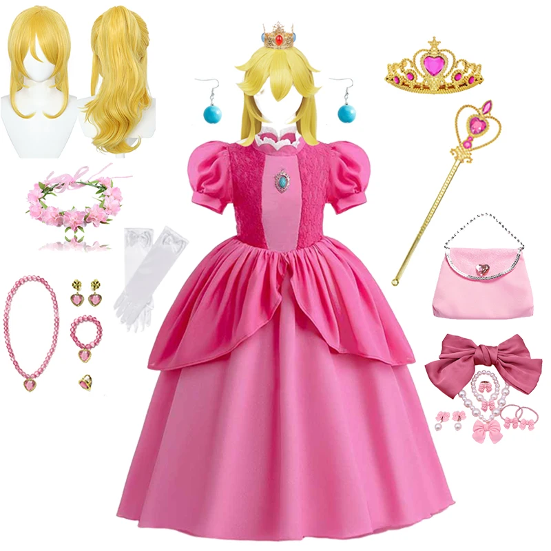 

Платье принцессы Персиковое для девочек, детская одежда для выступлений на сцене, детский карнавал, день рождения, костюм для косплея