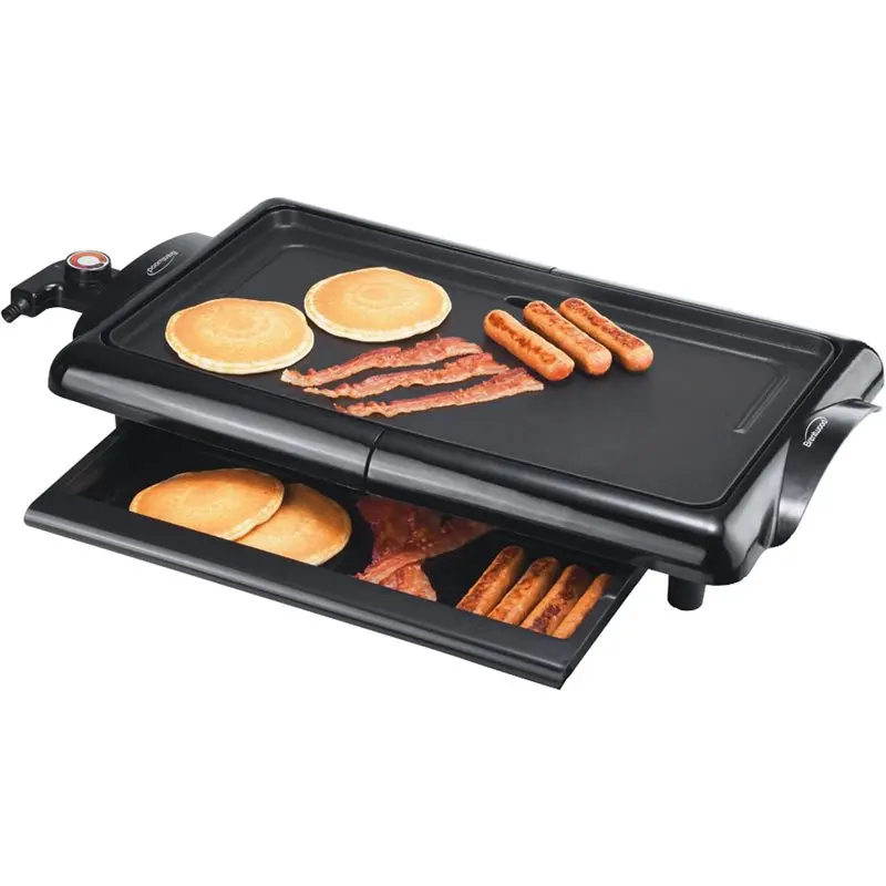 

TS-840 1400-Watt Non-Stick Electric Griddle with Drip Pan, 10 x 20 Inch, Black