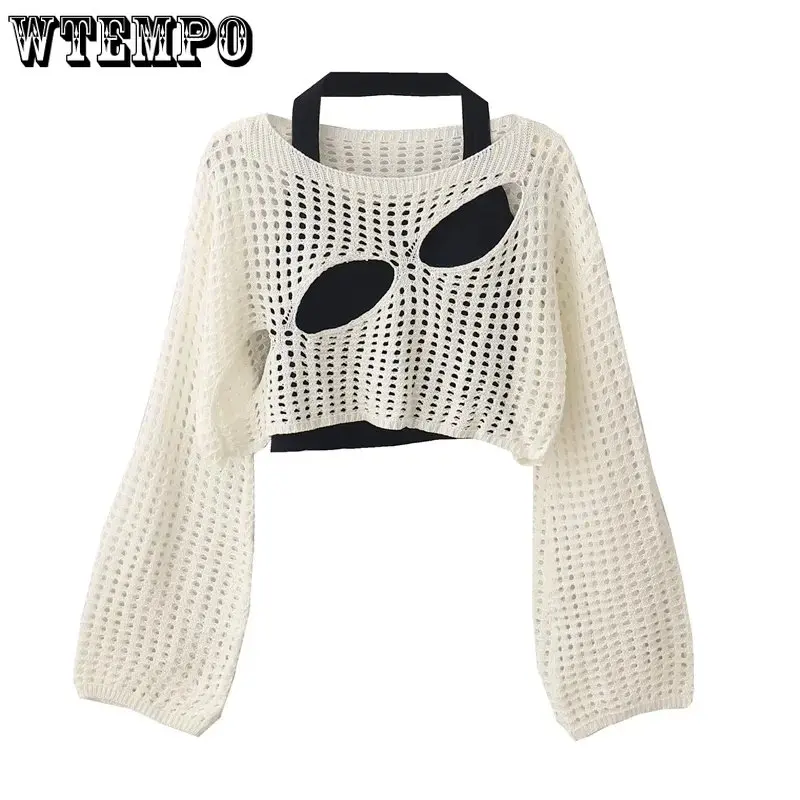Hollow Knit Crop Top /Black Vest Women Hanging Neck Tank Sexy Perspective Loose Pullover Sweet Casual Korean Fashion Hotsweet
Hollow Knit Crop Top /Black Vest Women Hanging Neck Tank Sexy Perspective Loose Pullover Sweet Casual Korean Fashion Hotsweet