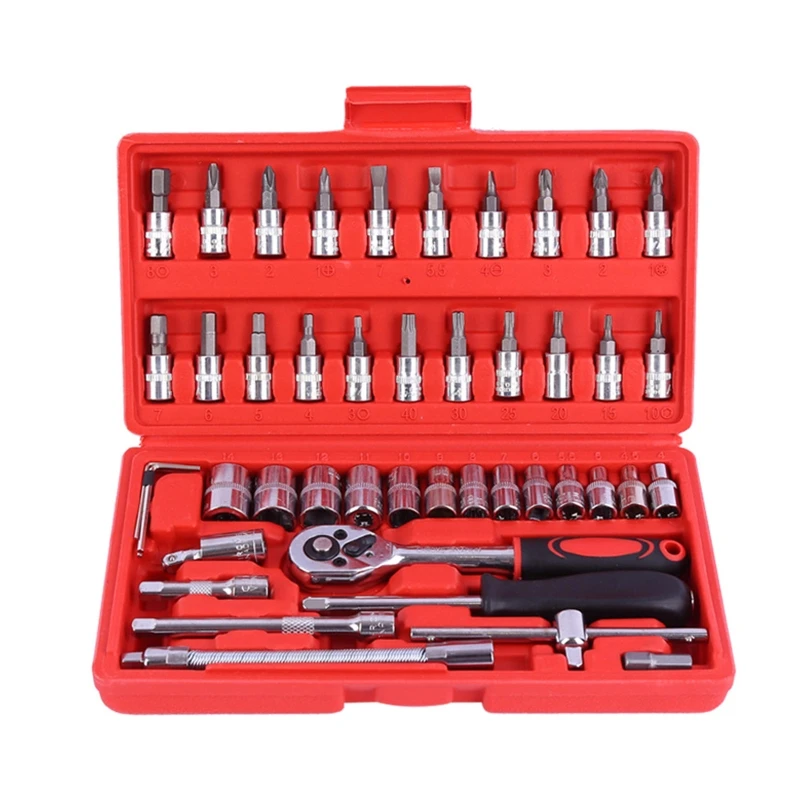 46 Pcs Set Car Repair Tool 1/4 Inch Socket Ratchet Torque Wrench Combo Tools Kit Y9RC
46 Pcs Set Car Repair Tool 1/4 Inch Socket Ratchet Torque Wrench Combo Tools Kit Y9RC