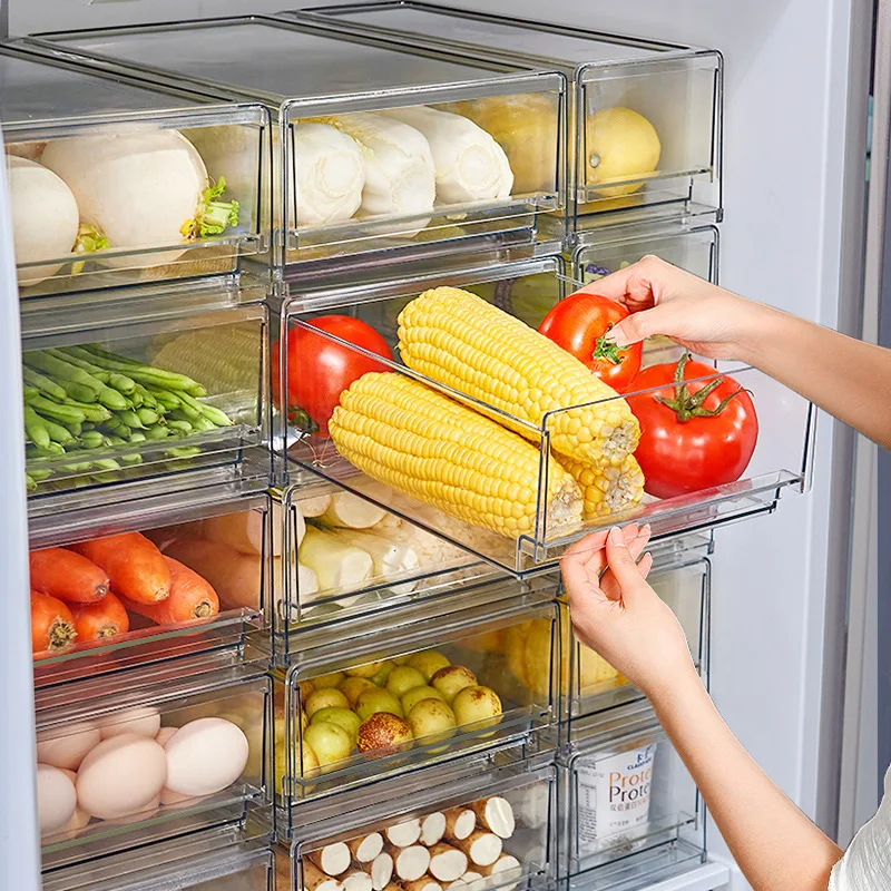 Clear Drawer Refrigerator Storage Box Fruit Vegetable Fresh-keeping Storage Container Stackable Kitchen Pantry Cabinet Organizer 
Clear Drawer Refrigerator Storage Box Fruit Vegetable Fresh-keeping Storage Container Stackable Kitchen Pantry Cabinet Organizer