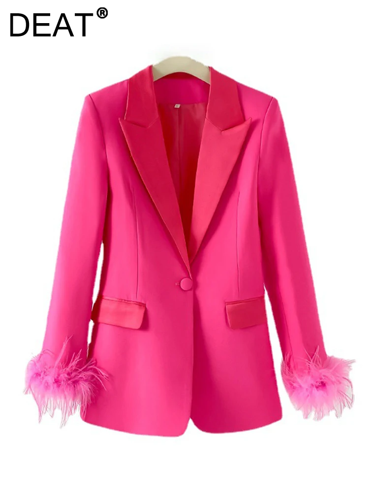 DEAT Fashion Women's 2 Pcs Set Notched Collar Long Sleeve Single Button High Waist Spliced Suit Pant Feathers 2023 New 17A9405
DEAT Fashion Women's 2 Pcs Set Notched Collar Long Sleeve Single Button High Waist Spliced Suit Pant Feathers 2023 New 17A9405