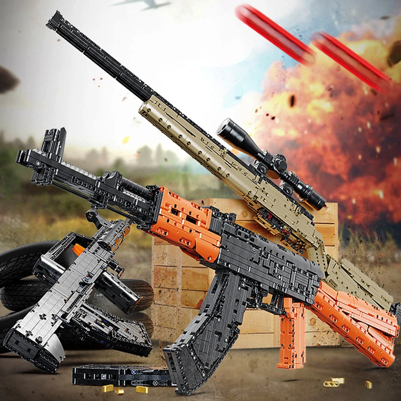 Набор строительных блоков в стиле милитари, модель оружия, Штурмовая винтовка, строительные блоки, игрушки с комплектом пуль для мальчиков, детские подарки на день рождения 
Набор строительных блоков в стиле милитари, модель оружия, Штурмовая винтовка, строительные блоки, игрушки с комплектом пуль для мальчиков, детские подарки на день рождения