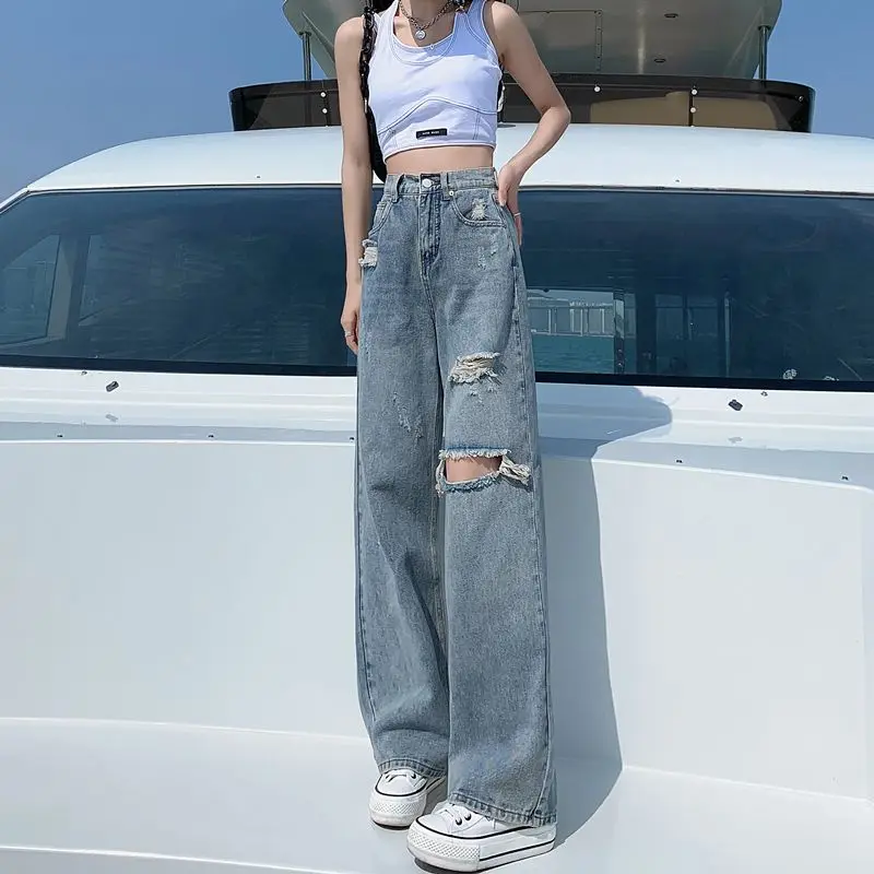 Jeans With Holes Korean Clothes Jean for Women Big Size 2000s Streetwear 90s Japanese Y2k Fashion Street Wear Wide Leg Pants
Jeans With Holes Korean Clothes Jean for Women Big Size 2000s Streetwear 90s Japanese Y2k Fashion Street Wear Wide Leg Pants