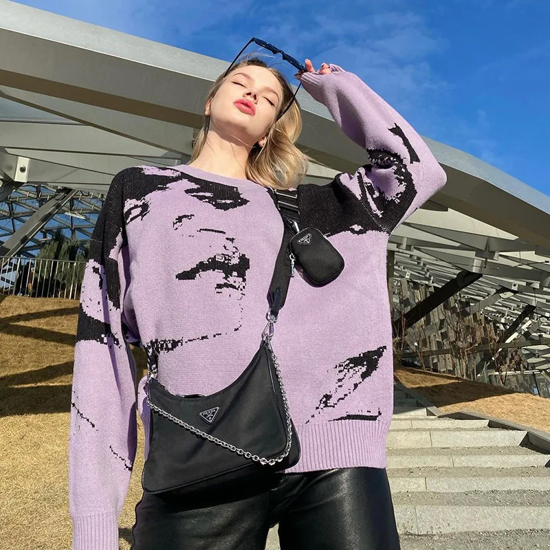 Pullover European and American Abstract Avatar Round Neck Wool Knitted Sweater Fashion Casual Loose Top 2021 Women's Clothing
Pullover European and American Abstract Avatar Round Neck Wool Knitted Sweater Fashion Casual Loose Top 2021 Women's Clothing
