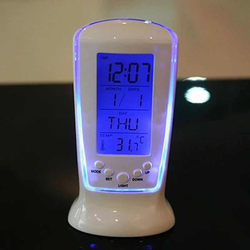 Digital Calendar Temperature LED Digital Alarm Clock Blue Backlight Electronic Night Light Desk Snooze Display Thermometer Clock
Digital Calendar Temperature LED Digital Alarm Clock Blue Backlight Electronic Night Light Desk Snooze Display Thermometer Clock
