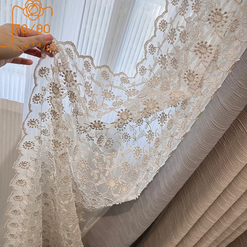 Romantic Princess Style Embossed Cream Jacquard Curtains for Bedroom Living Room Customized Lace Embroidered Window Screen
Romantic Princess Style Embossed Cream Jacquard Curtains for Bedroom Living Room Customized Lace Embroidered Window Screen